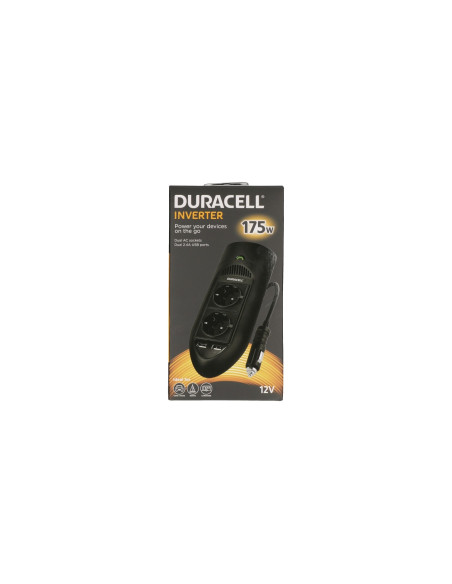 DURACELL adaptador e inversor de corriente Interior 175 W Negro