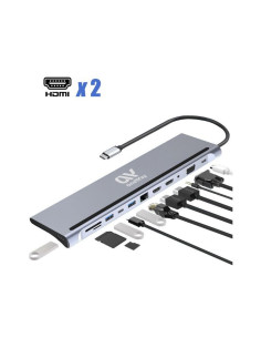 DOCK HUB ONEWAY USB-C 12 EN 1 HDMI/VGA/RJ45/USB 3.0/USB-C PD/MICROSD/AUX