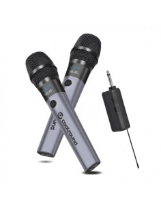 PACK 2 MICROFONOS INALÁMBRICOS UHF CON RECEPTOR Y BATERÍA COOLSOUND