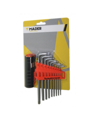 JUEGO LLAVES TORX CON ORIFICIO 9 PCS Y ADAPTADOR MADER