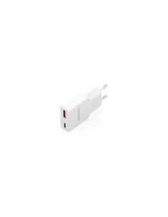AISENS Cargador Ultra Delgado GaN 20W, 1xUSB-C PD3.0 QC4.0, 1xUSB-A 2