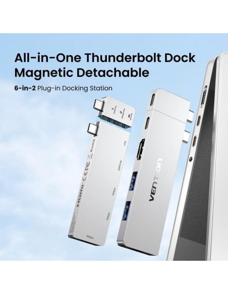 DOCKING USB-C VENTION 1X HDMI 4K/2X USB-A/2X USB-C/1X THUNDERBOLT/1X USB-C PD