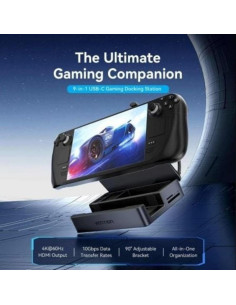DOCKING USB-C PARA STEAM DECK/SWITCH VENTION 2X HDMI 4K/3X USB-A/1X USB-C/1X USB-C PD/1X RJ45/1X MICROSD 2