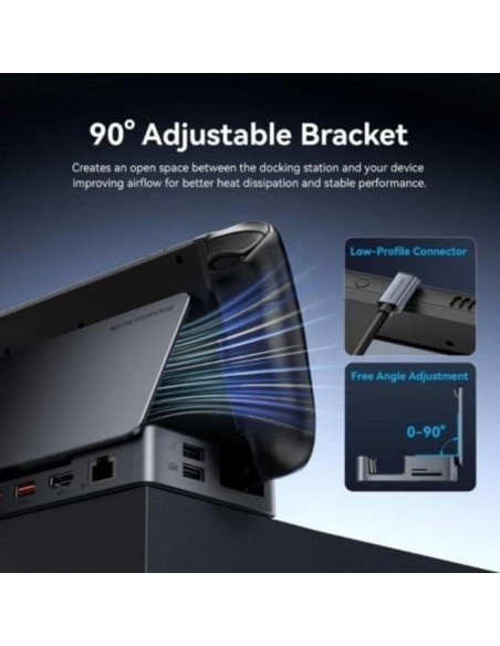 DOCKING USB-C PARA STEAM DECK/SWITCH VENTION 2X HDMI 4K/3X USB-A/1X USB-C/1X USB-C PD/1X RJ45/1X MICROSD