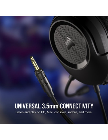 AURICULARES + MICROFONO CORSAIR HS35 USB GAMING HEADSET BLACK