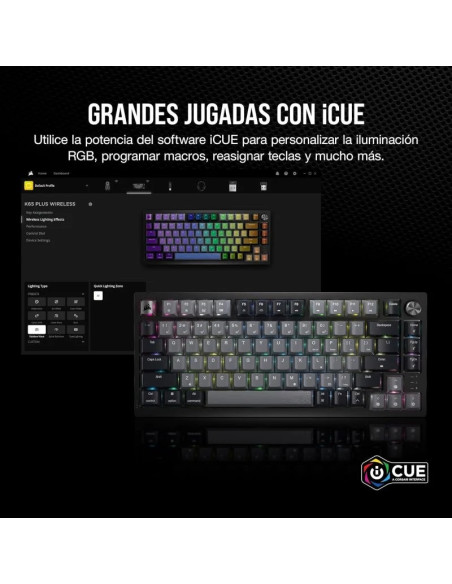 TECLADO GAMING CORSAIR K65 PLUS WIRELESS 75% ICUE RGB BLACK