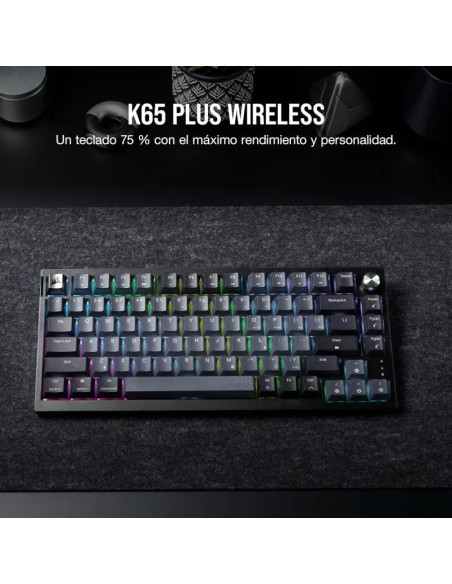 TECLADO GAMING CORSAIR K65 PLUS WIRELESS 75% ICUE RGB BLACK