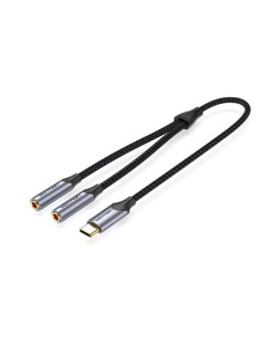 ADAPTADOR USB-C A 2 JACK 3.5 HEMBRA GRIS VENTION