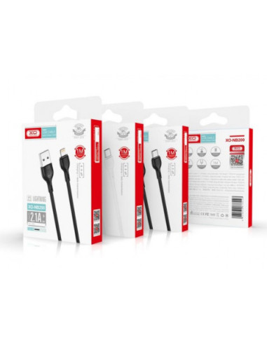 CABLE 2.1A USB A LIGTHNING 1 METRO NEGRO NB200 XO