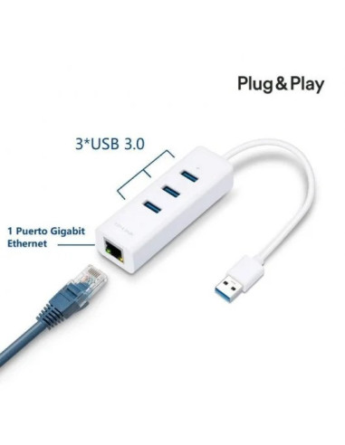 ADAPTADOR TP-LINK USB 3.0 A LAN RJ-45 GIGABIT + HUB USB 3.0