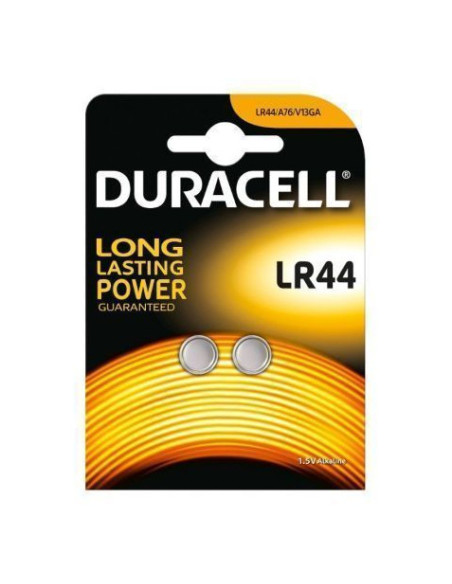 PACK 2 PILAS DE BOTON DURACELL LR44 1.5V ALCALINA