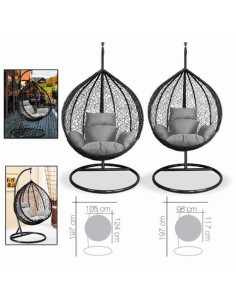 SET 2 BALANCINES MIMBRE ANTRACITA 105CM