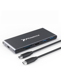 CAJA EXTERNA PHOENIX M.2 SSD SATA M2 USB-C + HUB 7EN1 USB-C+USB+HDMI+SD 60W