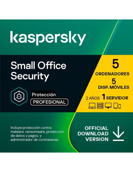 ANTIVIRUS KASPERSKY SMALL OF. SEC. 1L SERVER + 5L PC + 5L ANDROID L.ELEC
