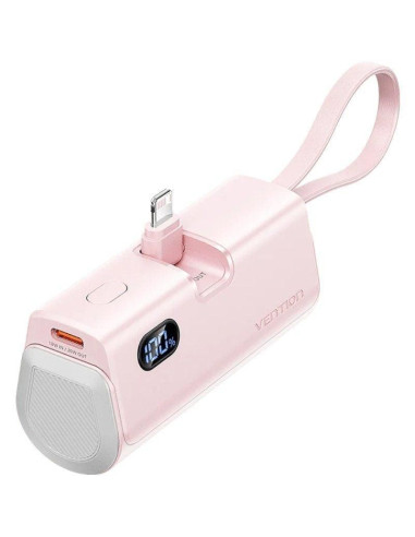 POWERBANK VENTION 4800MAH 2XUSB-C + LIGHTNING PLEGABLE 22.5W ROSE
