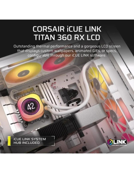 REFRIGERACION LIQUIDA CPU CORSAIR ICUELINK TITAN 360 RX 360MM RGB LCD WHITE