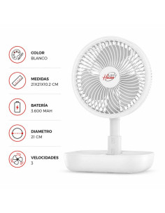 VENTILADOR PORTATIL Y EXTENSIBLE DE BATERÍA PLEGABLE BLANCO 2