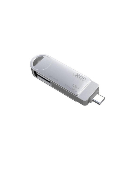 PENDRIVE USB 3.0 128GB CON USB-A Y USB-C PLATA GIRATORIO