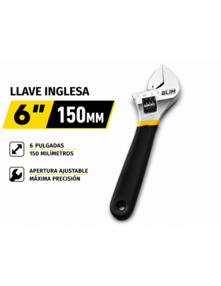 LLAVE INGLESA 6\" 150MM CON MANGO RECUBIERTO BLIM