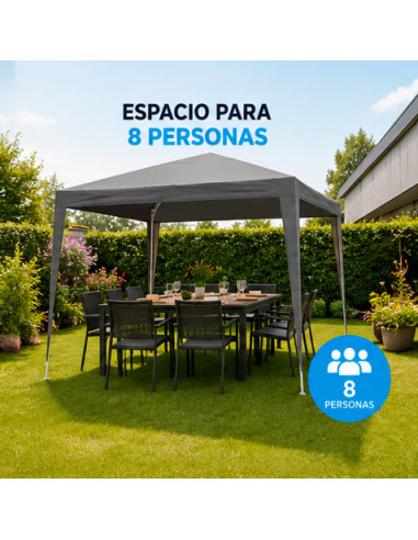 CARPA ACERO RAFIA 3X3 METROS GRIS DESMONTABLE SUNGARDEN