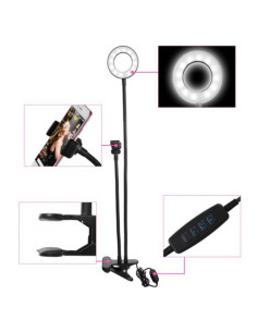 KIT YOUTUBER L01 PINZA + SOPORTE SMARTPHONE + LUZ 3.5\" XO 2