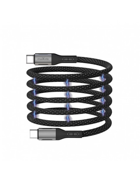 CABLE NYLON TIPO C A TIPO C MAGNETICO 100W 1M NEGRO MAXLIFE