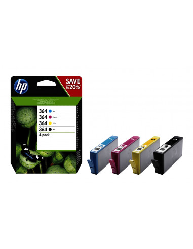 HP 364 Original Negro, Cian, Magenta, Amarillo Rendimiento estándar