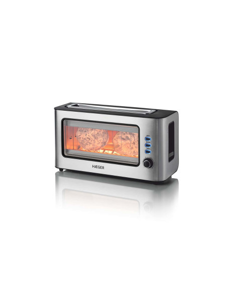 Haeger TO-100.014A tostadora 6 2 rebanada(s) 1000 W Negro, Acero inoxidable