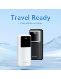 POWERBANK VENTION 4800MAH 2XUSB-C + LIGHTNING 22.5W USB-C PLEGABLE BLACK 2