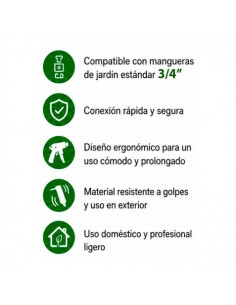 SET 4PCS BOQUILLA DE RIEGO + ADAPTADORES PARA MANGUERA 3/4\" SUNGARDEN 2