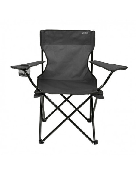SILLA PLEGABLE DE CAMPING CON POSAVASOS GRIS OSCURO SUNGARDEN