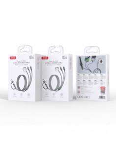 CABLE USB-A/C 3 EN 1 2X USB-C Y CARGADOR MAGNETICO PARA SMARTWATCH CX040 XO 2