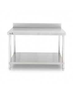 MESA DE TRABAJO ACERO INOXIDABLE 140X70X85CM CON RESPALDO CHEF PRO 2