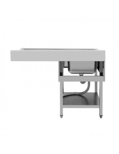 FREGADERO INDUSTRIAL 140X70X85CM CUBETA IZQUIERDA Y ESTANTE CHEF PRO