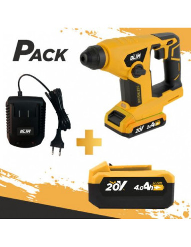 MARTILLO PERFORADOR 20V 1.5 JULIOS + BATERIA 20V 4AH + CARGADOR DE BATERÍA