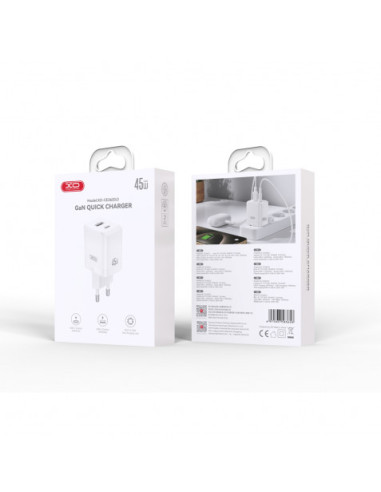 CARGADOR USB+USB-C 45W CE36 BLANCO XO