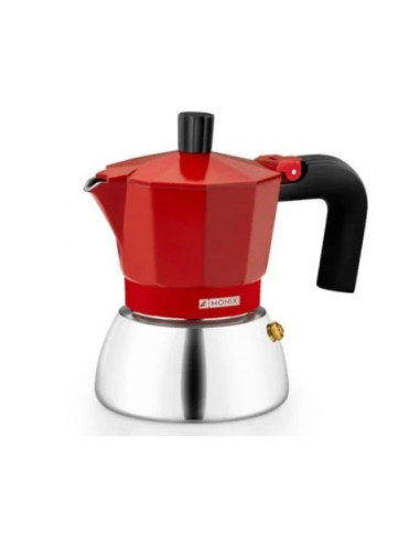 CAFETERA ITALIANA 9 TAZAS INDUCCION INOX ROJA MONIX
