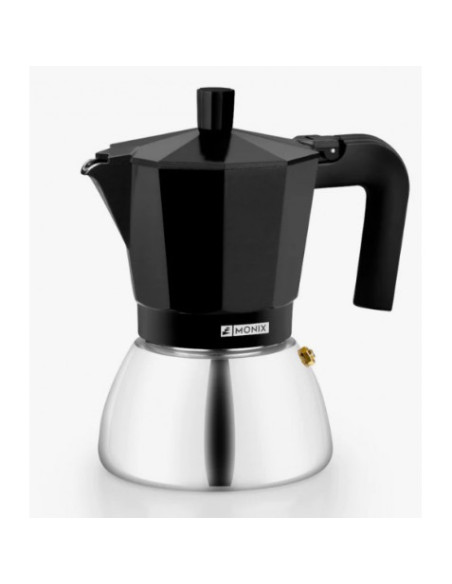 CAFETERA ITALIANA 3 TAZAS INDUCCION INOX NEGRA MONIX