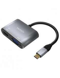 ADAPTADOR AISENS USB-C - HDMI/H VGA/H 15CM GREY