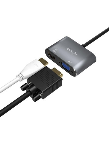ADAPTADOR AISENS USB-C - HDMI/H VGA/H 15CM GREY