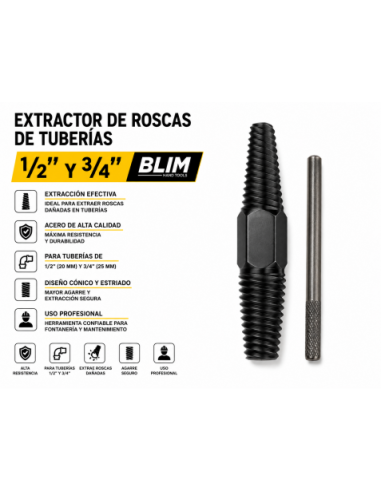 EXTRACTOR DE ROSCAS DE TUBERIAS 1/2\" Y 3/4\" BLIM