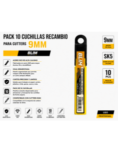 PACK 10 CUCHILLAS RECAMBIO PARA CUTTERS 9MM BLIM