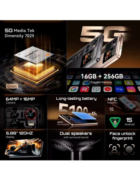 SMARTPHONE CUBOT X100 6.88 8GB/256GB/64MPX/5G/NFC GOLD