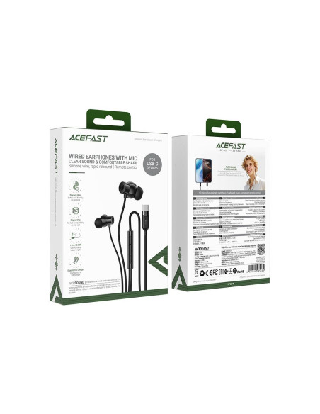 Acefast L10 Auriculares de Silicona con Cable USB-C Negro