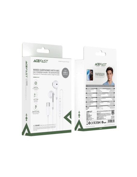 Acefast L13 Auricular con Cable USB-C Blanco