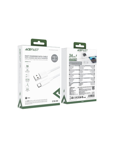 Cable USB-A a USB-C Acefast C18-04 1.2 Metros Reforzado Blanco
