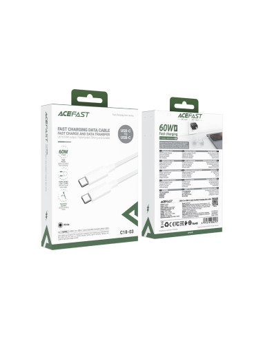Cable USB-C a USB-C Acefast C18-03 1.2 Metros Reforzado Blanco