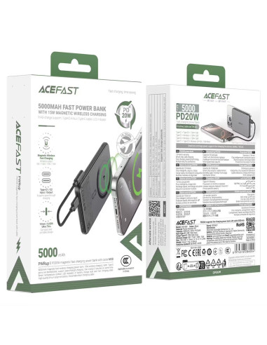 Acefast M30 PD20W Powerbank Magnético 5.000mAh Ultraplano