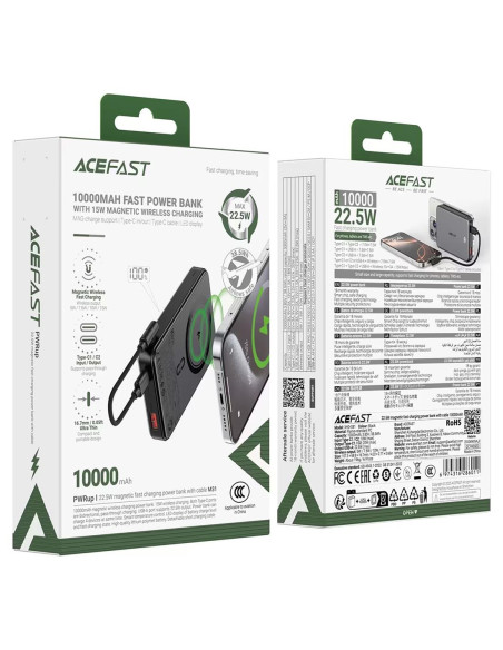 Acefast M31 22.5W Powerbank Magnético 10.000mAh con Pantalla