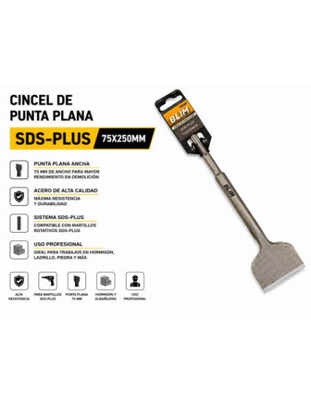 CINCEL DE PUNTA PLANA SDS-PLUS 75X250mm. BLIM